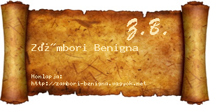 Zámbori Benigna névjegykártya